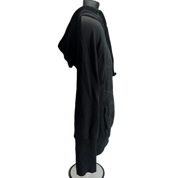 Reebok Black Geometric Hoodie Mens Size Medium Pullover Sweatshirt Athletic Wear - Picture 9 of 15